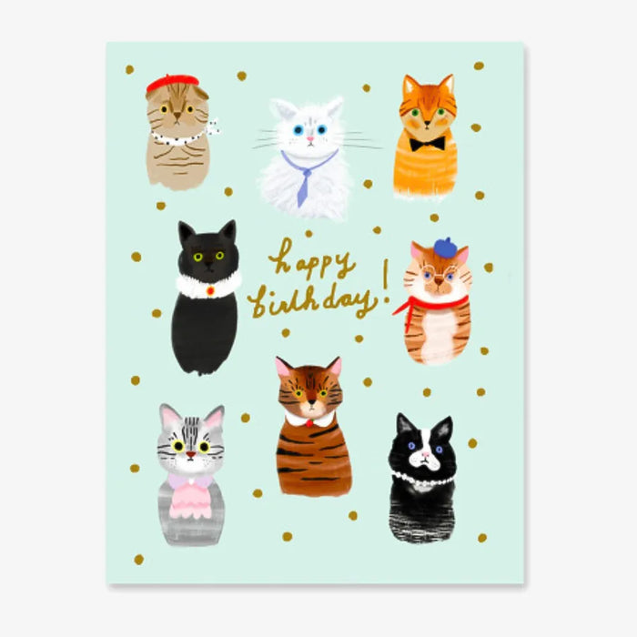 1973-Postkarte-Geburtstag-Carolyn-Suzuk-Text-Happy-Birthday-Cats