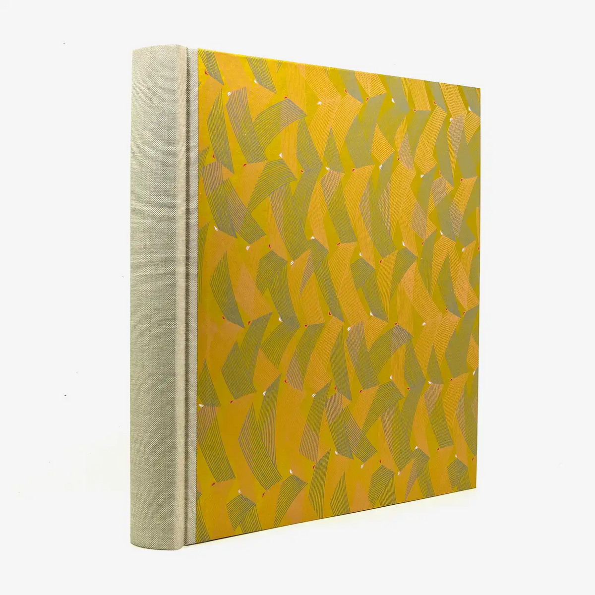 30x30cm-60Seiten-Creme-Fotoalbum-cover-Chiyogami-Motiv-Saitenspiel-Gold-seitlich-von-hinten