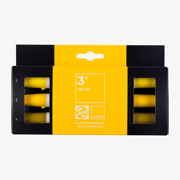 Pantone-Marker-3er-Set-gelb-Stifte-in-Verpackung-cover-von-vorn
