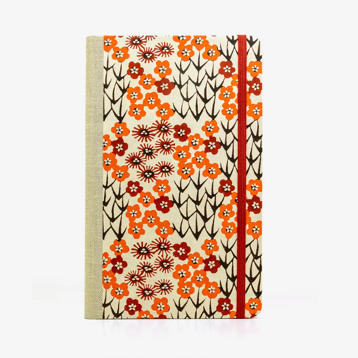 A5-dotted-small-Katazome-Shi-cover-Motiv-Kornblume-rot-vorn