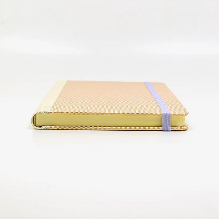 Notizbuch | dotted | 192 Seiten | A5small | Cover: Chiyogami | Motiv: Karos / gold auf Peachy