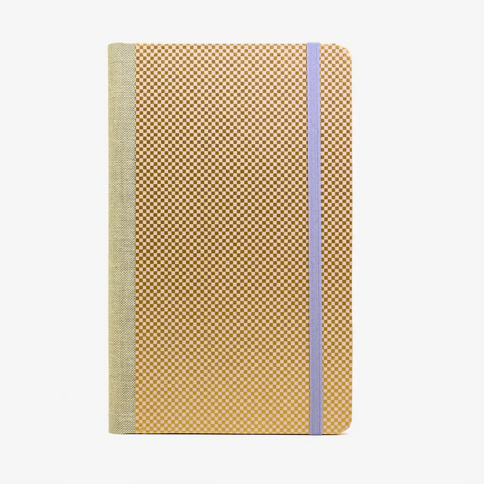 Notizbuch | dotted | 192 Seiten | A5small | Cover: Chiyogami | Motiv: Karos / gold auf Peachy