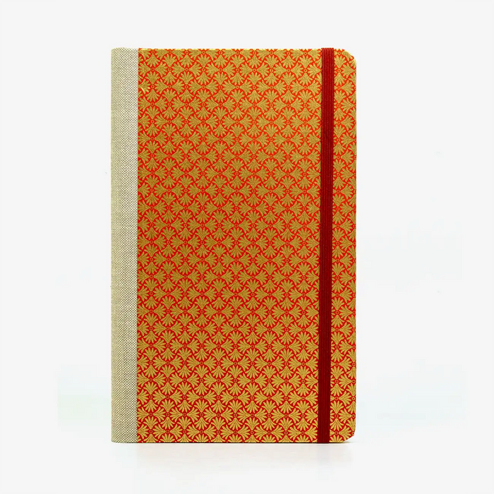A5-dotted-small-chiyogami-cover-motiv-Ornament-gold-auf-rot-vorn