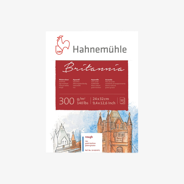 Britannia / Aquarellblock / 300g/m² / naturweiß / rau / grain torchon / 12 Blatt