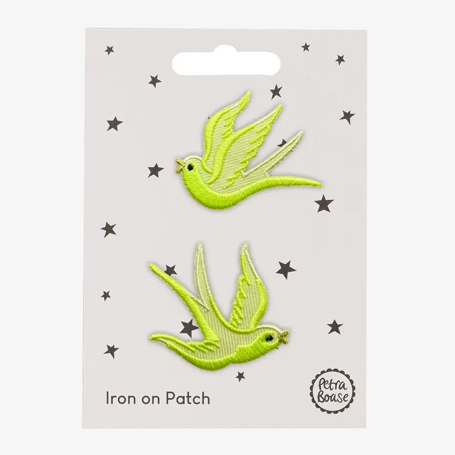 Aufbügel Patch / neon gelbe Schwalben
