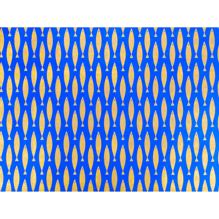 Lokta-Bogen-Fische-Siebdruck-koenigsblau-gold-Produktansicht-ganzer-bogen