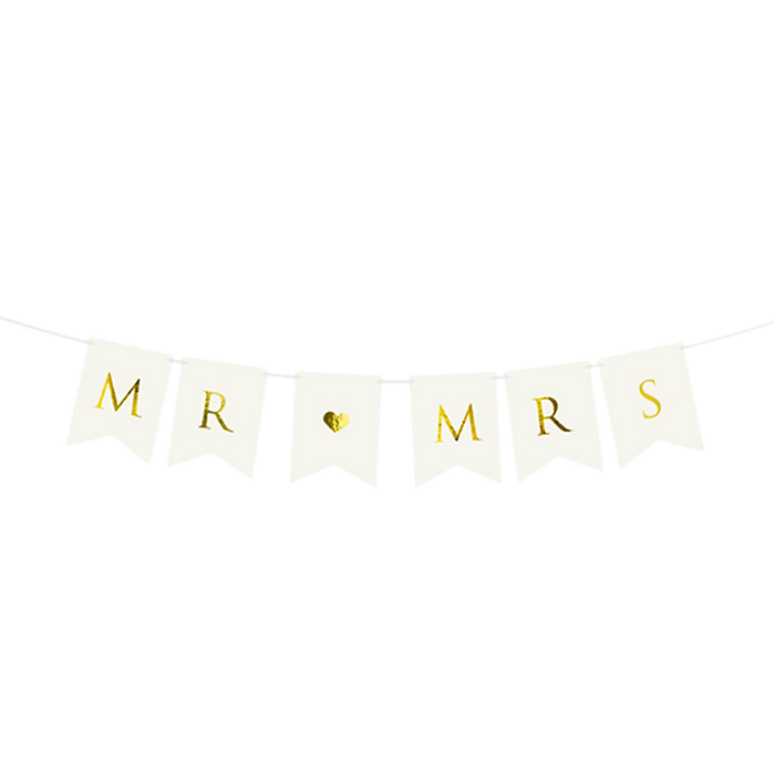 Bannergirlande / Mr & Mrs / Weiß