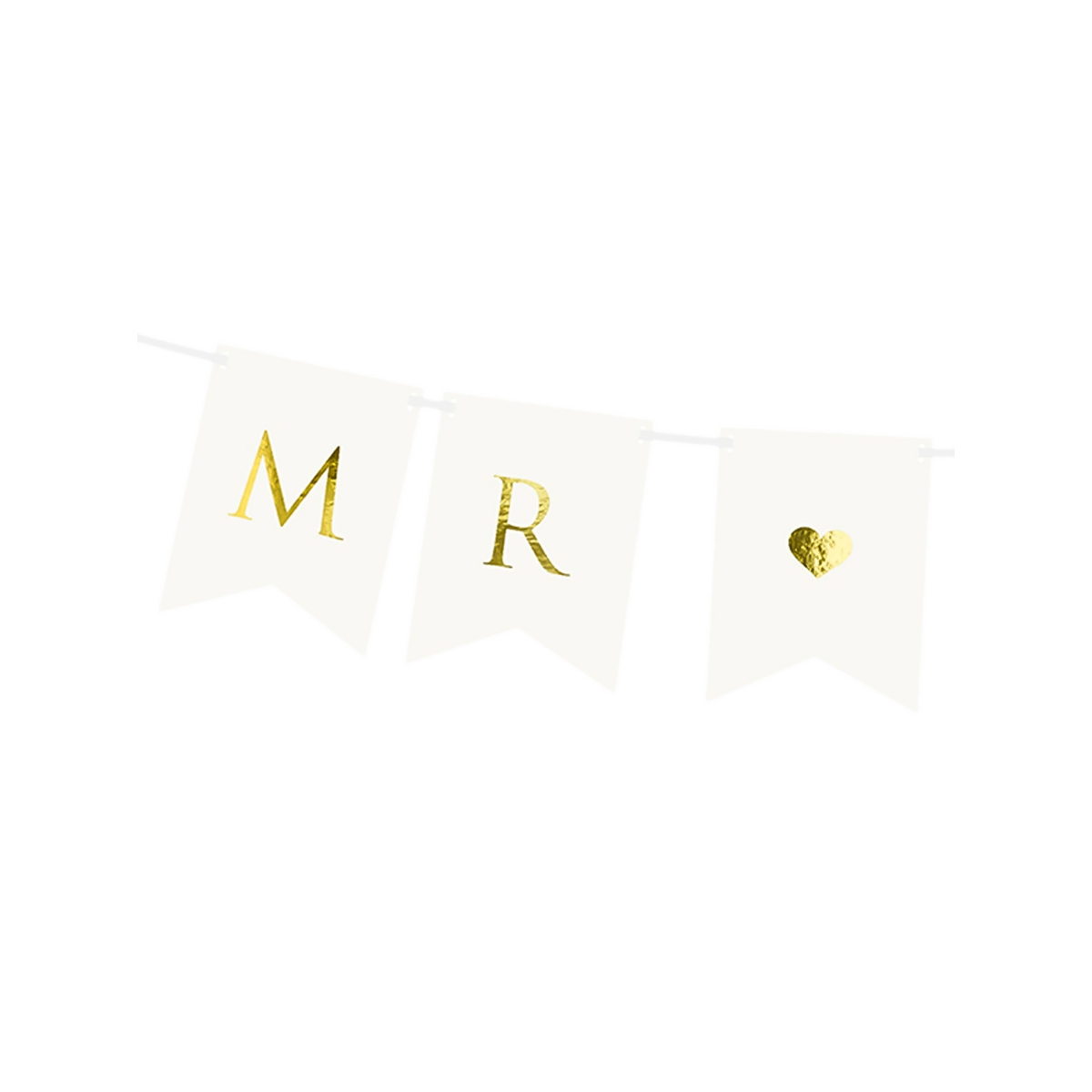 Bannergirlande / Mr & Mrs / Weiß