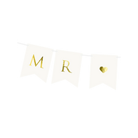 Bannergirlande / Mr & Mrs / Weiß
