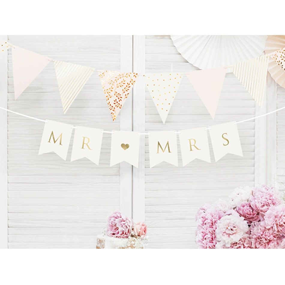 Bannergirlande / Mr & Mrs / Weiß