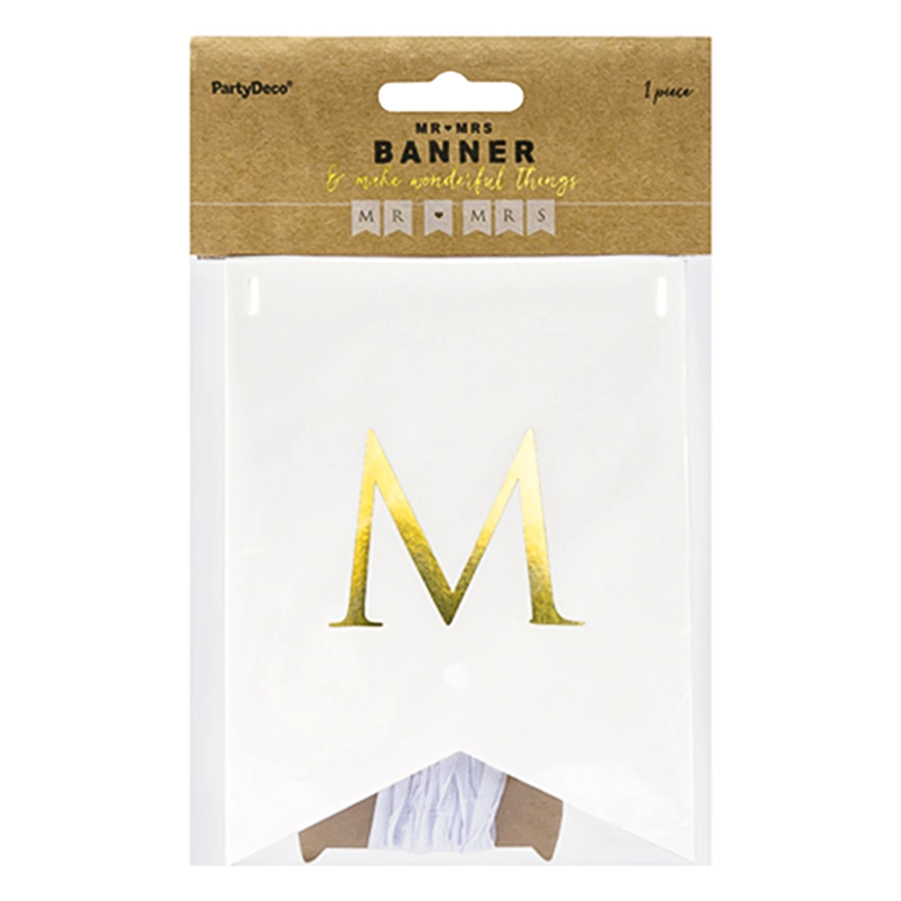 Bannergirlande / Mr & Mrs / Weiß