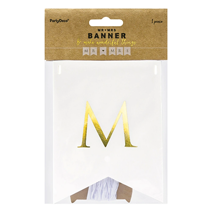 Bannergirlande / Mr & Mrs / Weiß