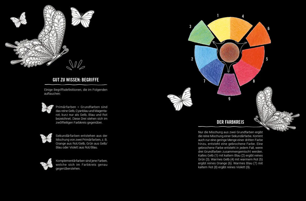 EMF | Ausmalheft | Inspiration | Motiv:  Blumenwiese  Black Edition