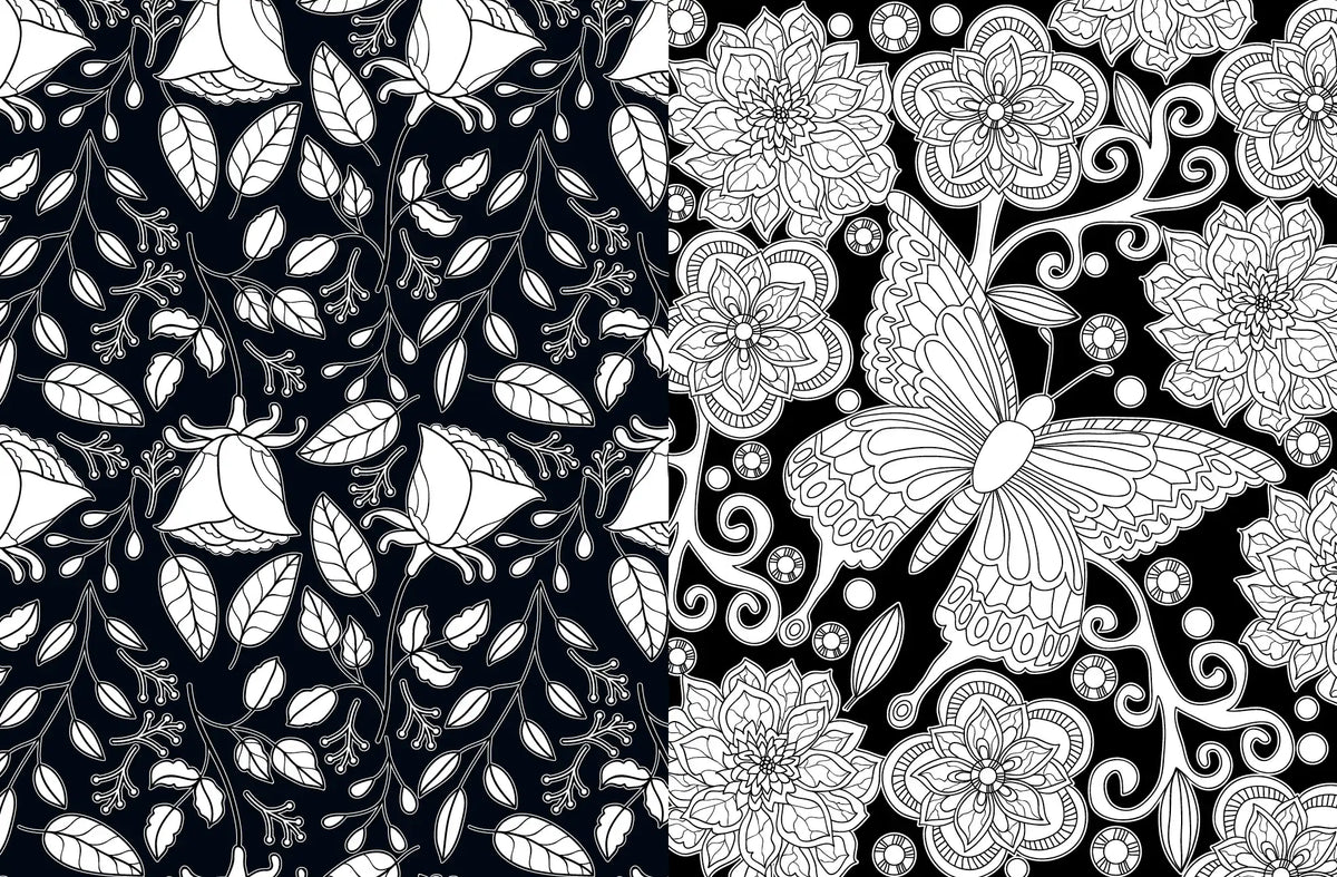 EMF | Ausmalheft | Inspiration | Motiv:  Blumenwiese  Black Edition