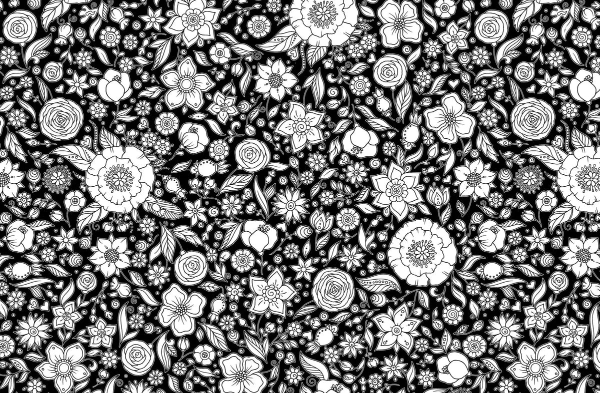 EMF | Ausmalheft | Inspiration | Motiv:  Blumenwiese  Black Edition