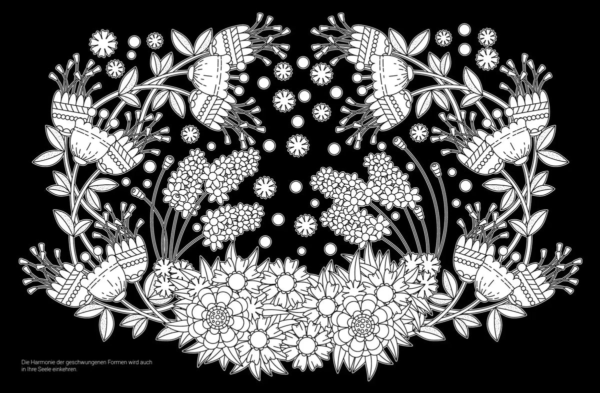 EMF | Ausmalheft | Inspiration | Motiv:  Blumenwiese  Black Edition