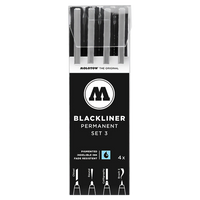 Molotow / Blackliner Set 3 / wasserfest / permanent /chisel/round/calligraphy/brush