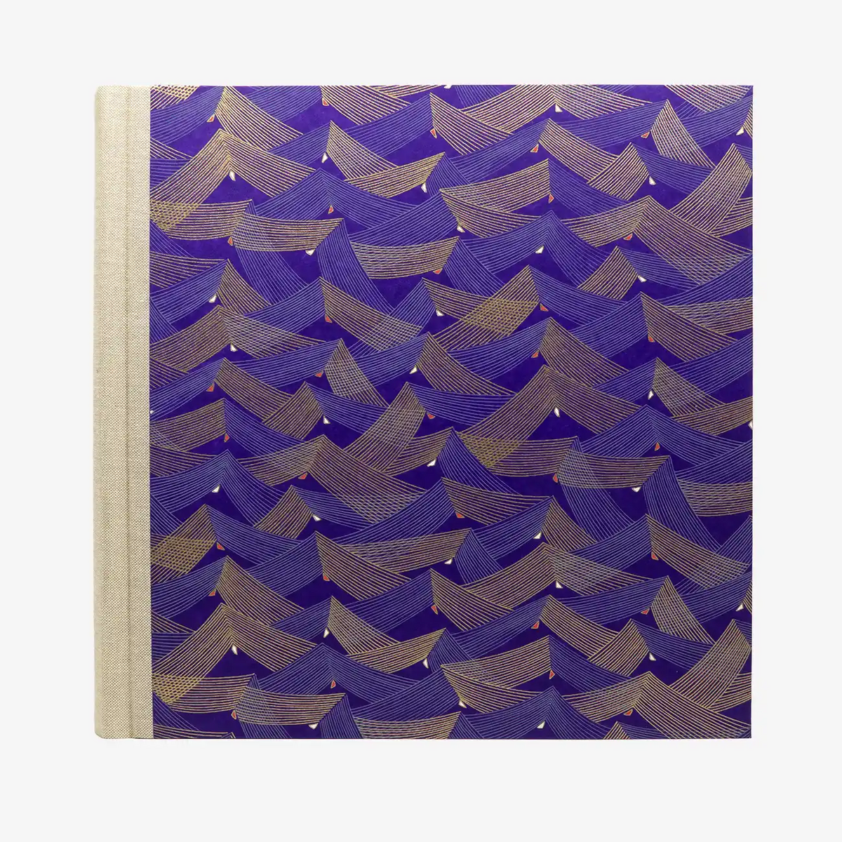 Blaupause-Fotoalbum-H30xB30cm-100-schwarze-Seiten-chiyogami-Motiv-Saitenspiel-Purple-von-vorn
