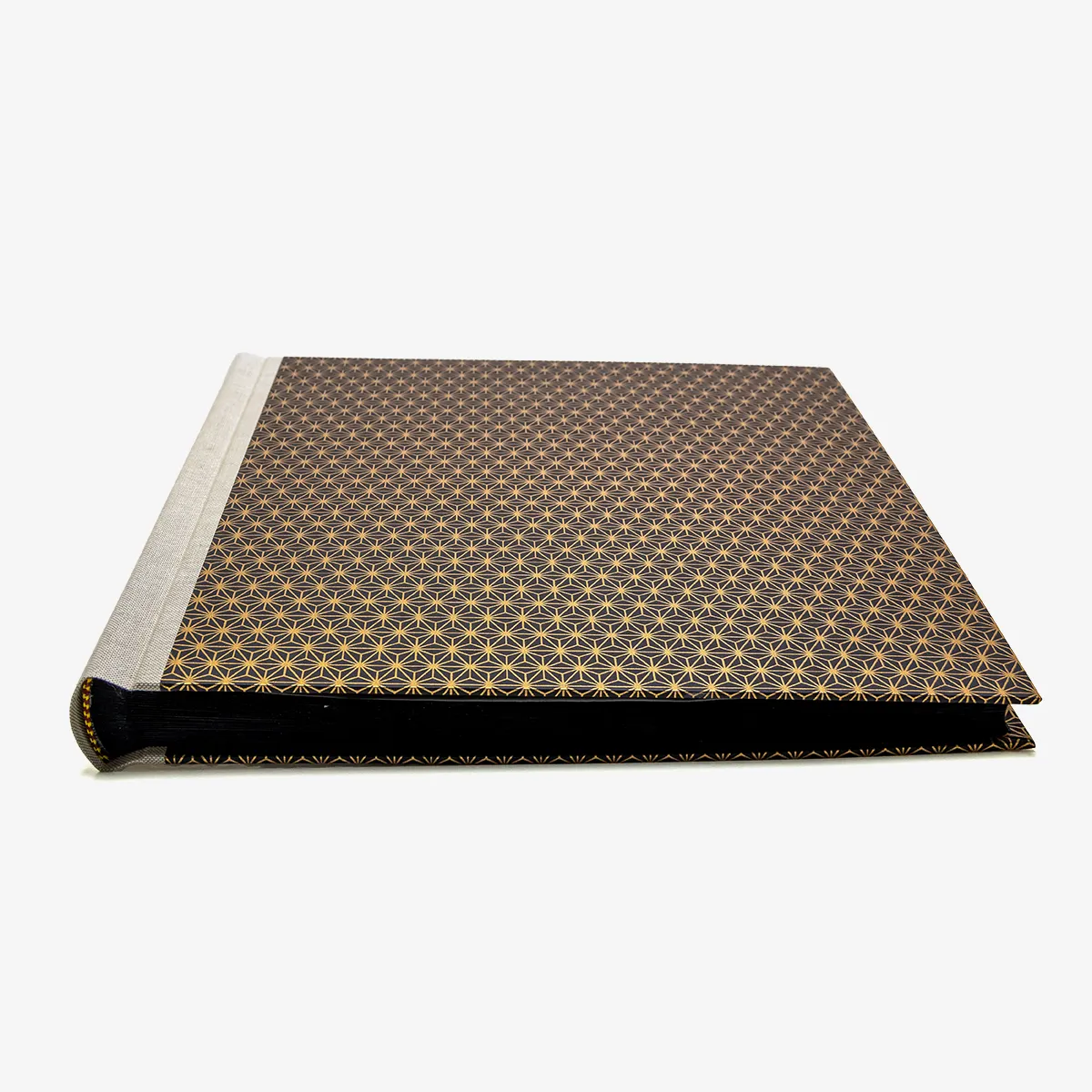 Blaupause-Fotoalbum-H30xB30cm-60-schwarze-seiten-Muster-Kupfer-liegend-von-vorn