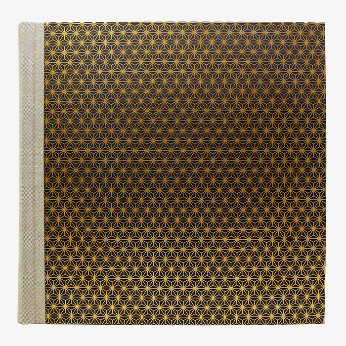 Blaupause-Fotoalbum-H30xB30cm-60-schwarze-Seiten-Motiv-Ashanoa-Muster-Kupfer-von-vorn