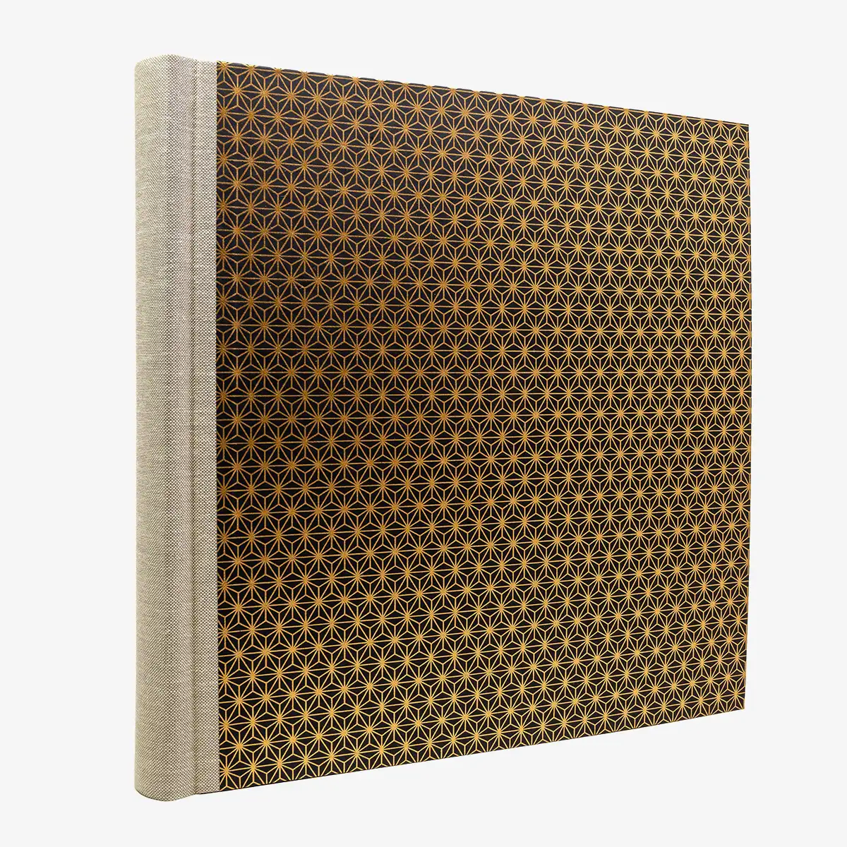 Blaupause-Fotoalbum-H30xB30cm-60-schwarze-Seiten-Motiv-Chiyogami-Ashanoa-Muster-Kupfer-seitlich-von-hinten
