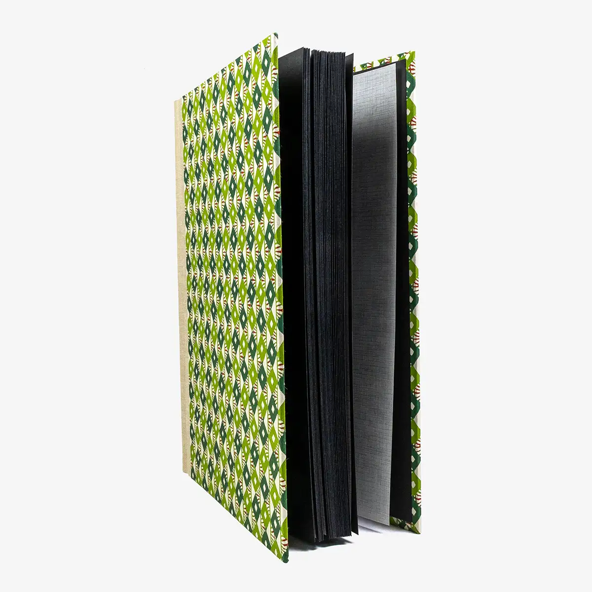 Blaupause-Fotolbum-30x23cm-Rauten-gruen-60-Seiten-seitlich-cover-von-vorn-2