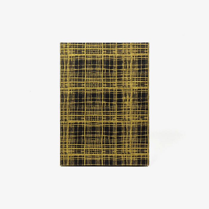 Blaupause-Leporello-mit-Lokta-bezogen-Motiv-Gaze-gold-Fotokarton-innenschwarz-cover-von-vorn