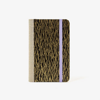 Blaupause-Notizbuch-Format-9x14cm-192Seiten-mit-Chiyogami-bezogen-Motiv-Cover-Schwerter-Gold-auf-schwarz-Buch-von-vorn