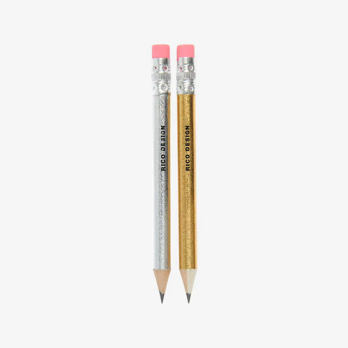 Bleistift-Mini-Bleistiftset-2erSet-10cm-Gold-Silber-Produktansicht