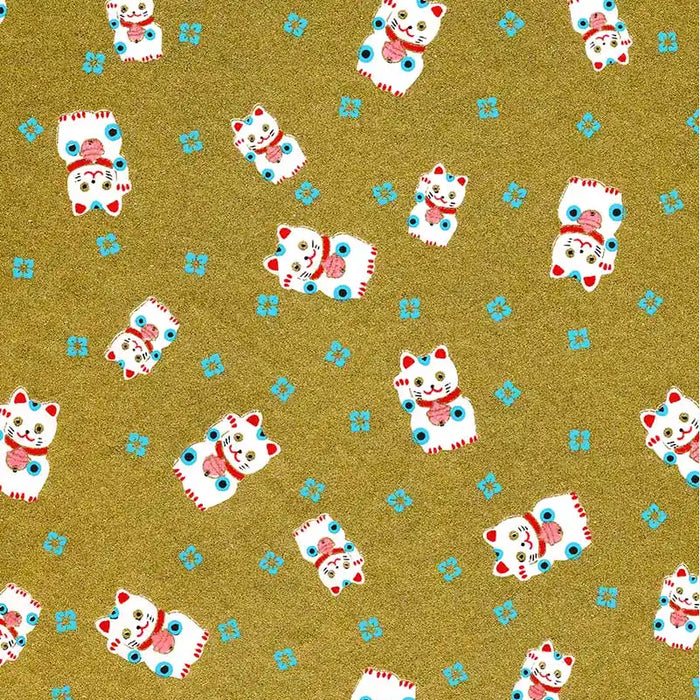 Chiyogami-Papier-Animals-651C-Winkekatze-gold-Ausschnitt-1