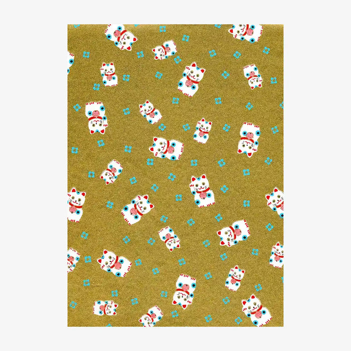 Chiyogami-Papier-Animals-651C-Winkekatze-gold-Ausschnitt-2