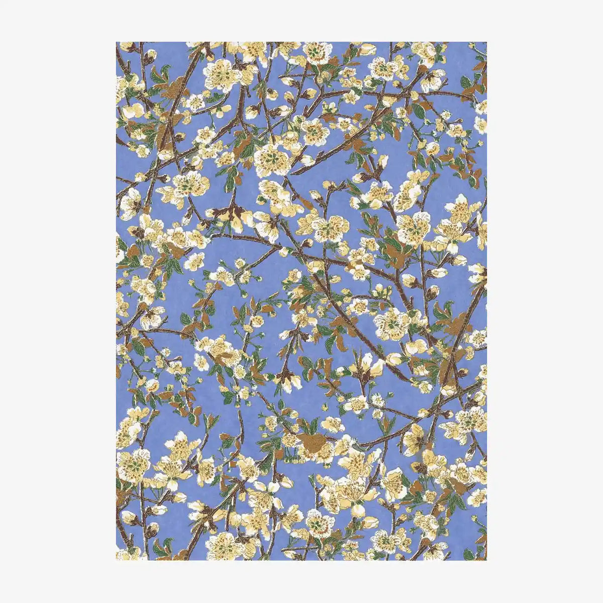 Chiyogami Papier | Floral | Bogen 246C Kirschzweige auf blau
