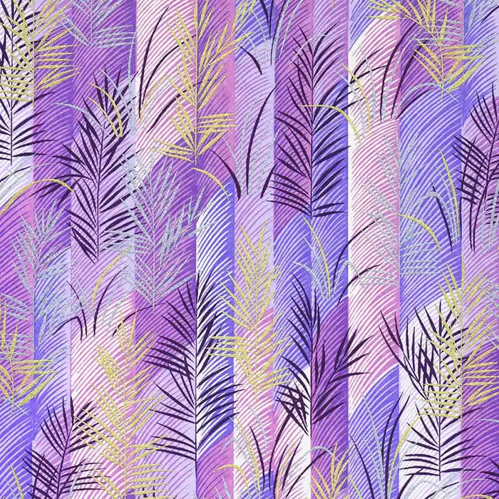 Chiyogami-Papier-botanical-495C-Palmenzweige-auf-Purple-Ausschnitt-1