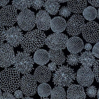 Chiyogami Papier | Floral | Bogen 909C Chrysathemen silber/schwarz