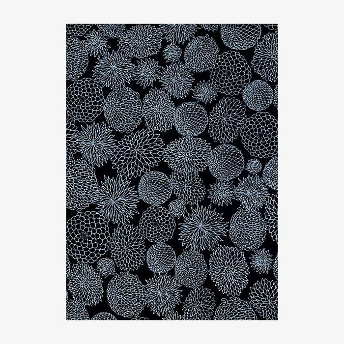Chiyogami Papier | Floral | Bogen 909C Chrysathemen silber/schwarz