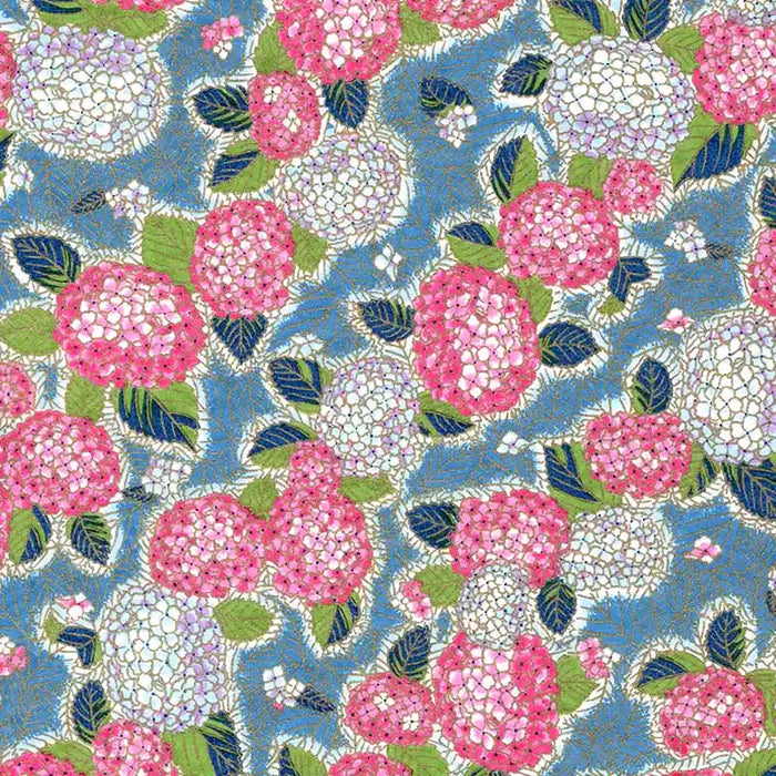 Chiyogami-Papier-floral988C-Hortensien-petrol-Ausschnitt-1
