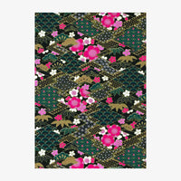 Chiyogami Papier | Floral,geometrisch | Bogen 924C Rauten/grün/gold/pink