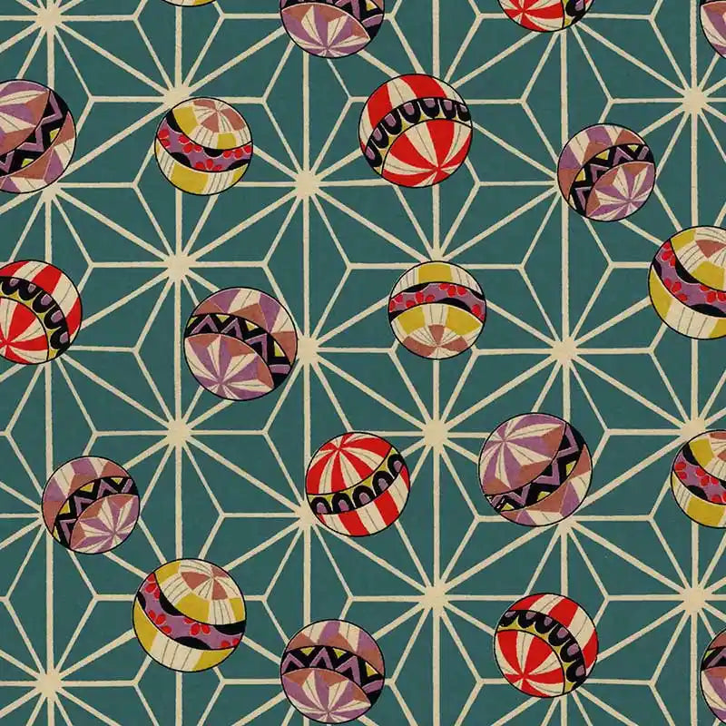 Chiyogami-Papier-traditional-958C-Ashanoa-und-Kugeln-mit-Mustern-blau-Ausschnitt-1
