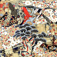 Chiyogami-Papier-traditional-Bogen-Bogen-1112C-Landscape-Trees-Ausschnitt-1