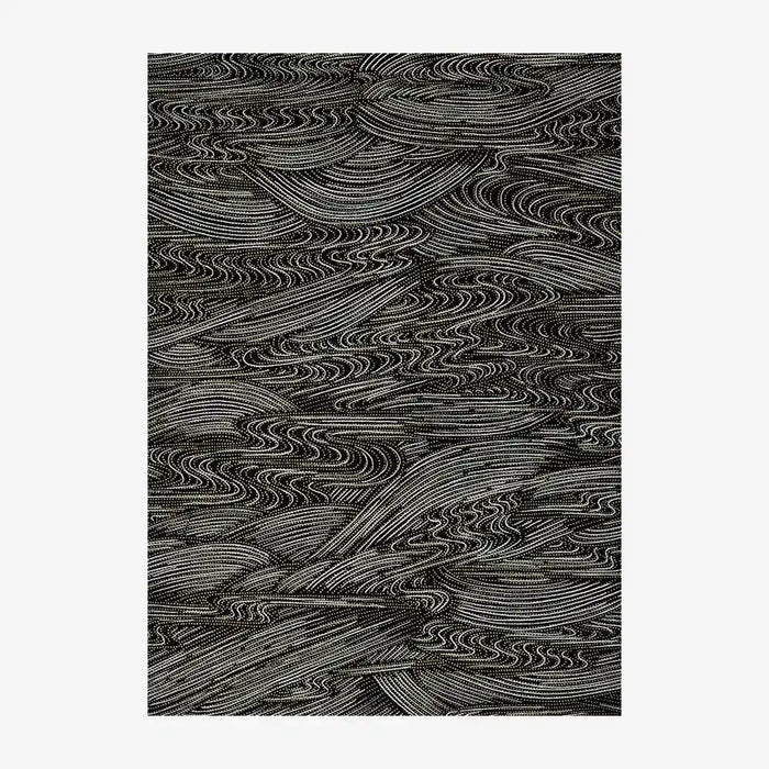 Chiyogami-Papier-tradtional-474C-Wasser-silber-und-gelb-auf-schwarz-Ausschnitt-2