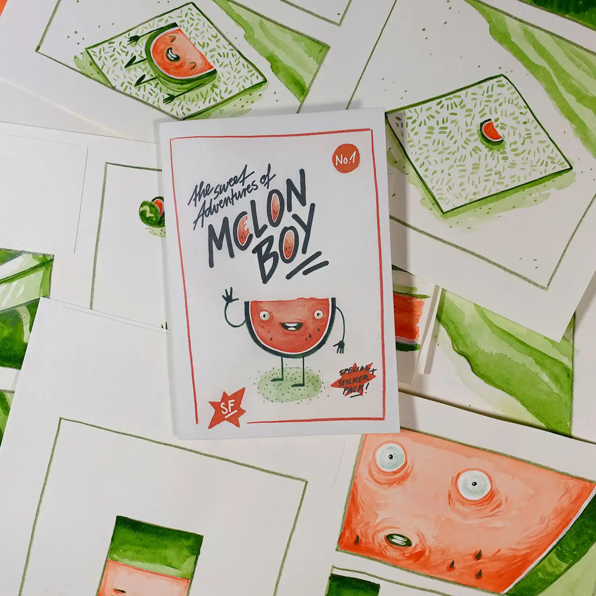 Comic-heft-mit-stickern-melon-boy_Cover-vorn-Beispiel