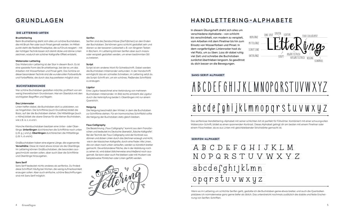 Handlettering / Alphabete Watercolor – Das Übungsheft