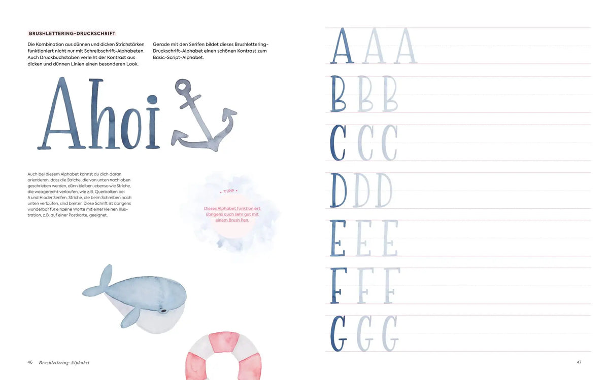 Handlettering / Alphabete Watercolor – Das Übungsheft