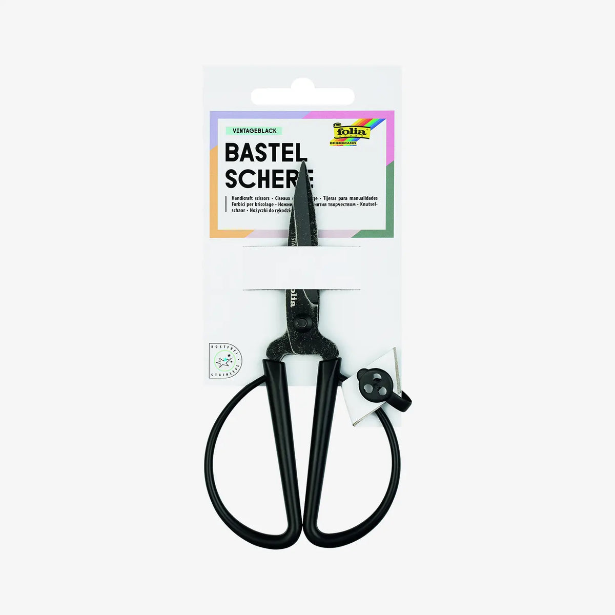 Folia-BAstelschere-Vintage-Black-14.5cm-mit Verpackung