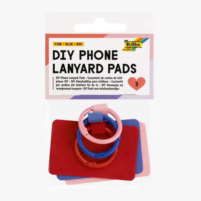 Folia-DIY-Phone-Lanyard-Pads-Pink-Blue-Red-3Stueck-Produktansicht-in-Verpackung