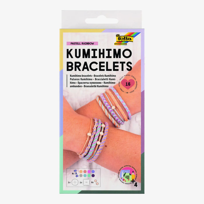 Folia | Perlen Set |  Kumihimo Bracelets PASTELL RAINBOW | 16-teilig