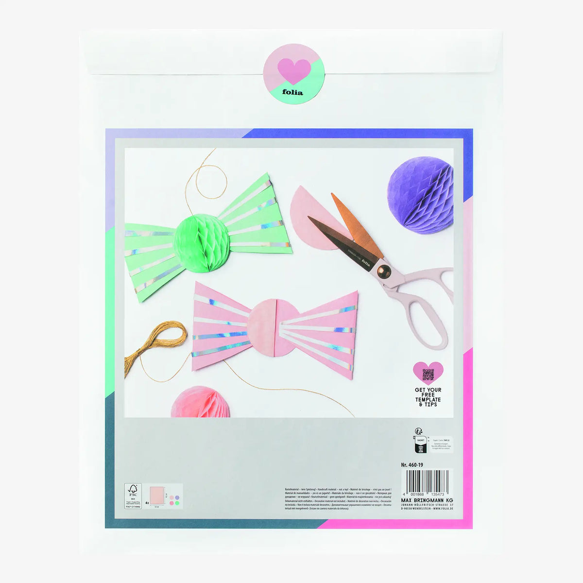 Wabenpapier / PASTEL / 30-lagig / 4 Blatt / farbig sortiert / 21x33cm