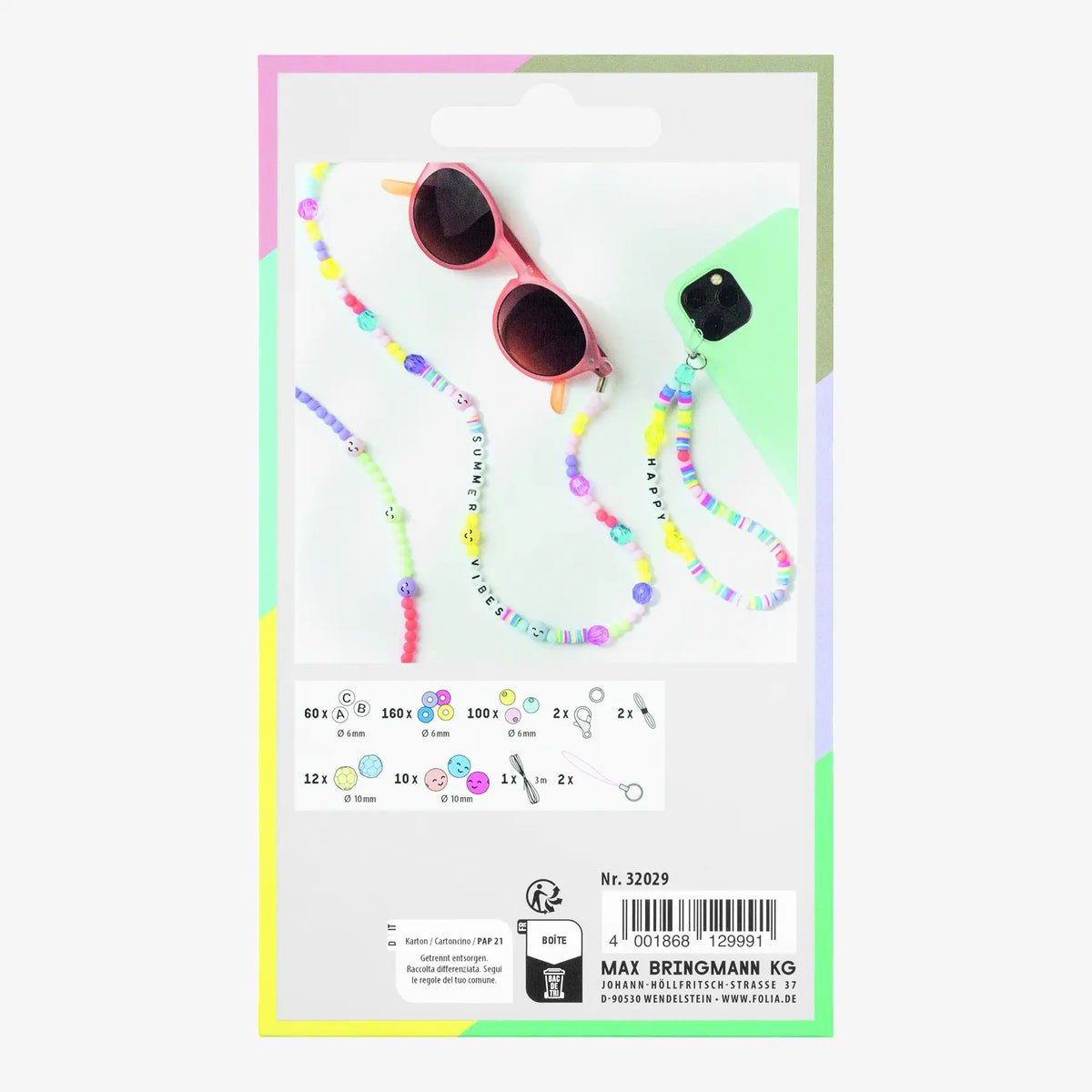 Folia | Perlen Set | Phone Charms Set | RAINBOW SMILE | 349 Teile