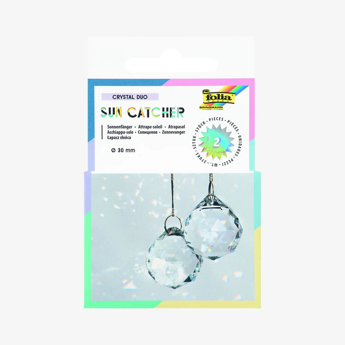 Sun Catcher / CRYSTAL DUO / 2 Kristalle / 3cm / 8m-Goldgarn