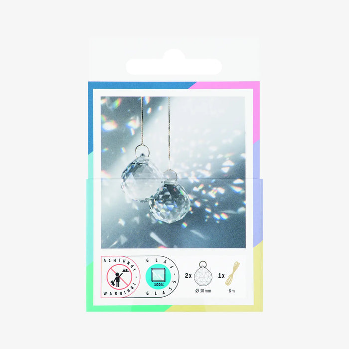 Sun Catcher / CRYSTAL DUO / 2 Kristalle / 3cm / 8m-Goldgarn